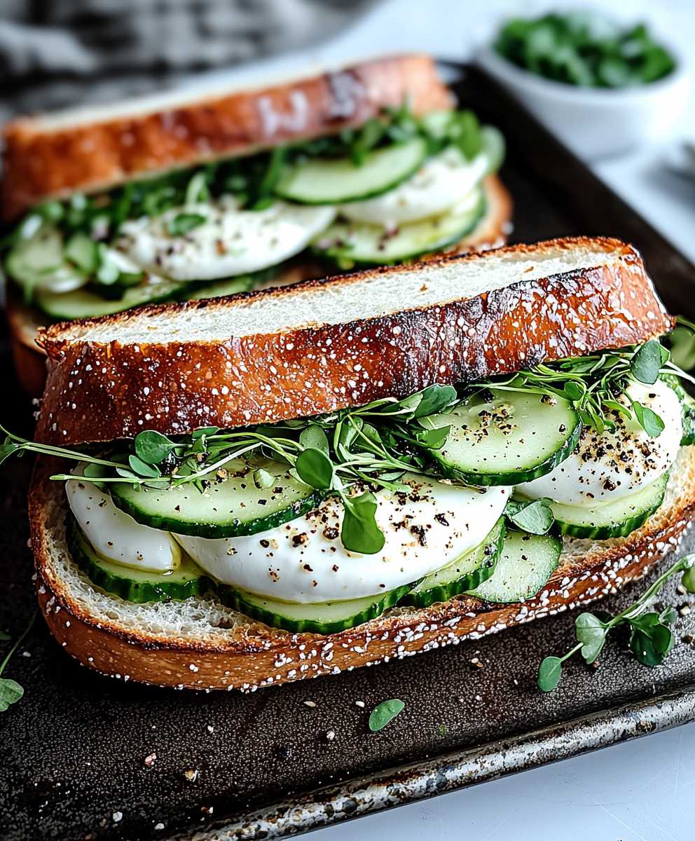 Mozzarella Gurken Sandwich Kresse