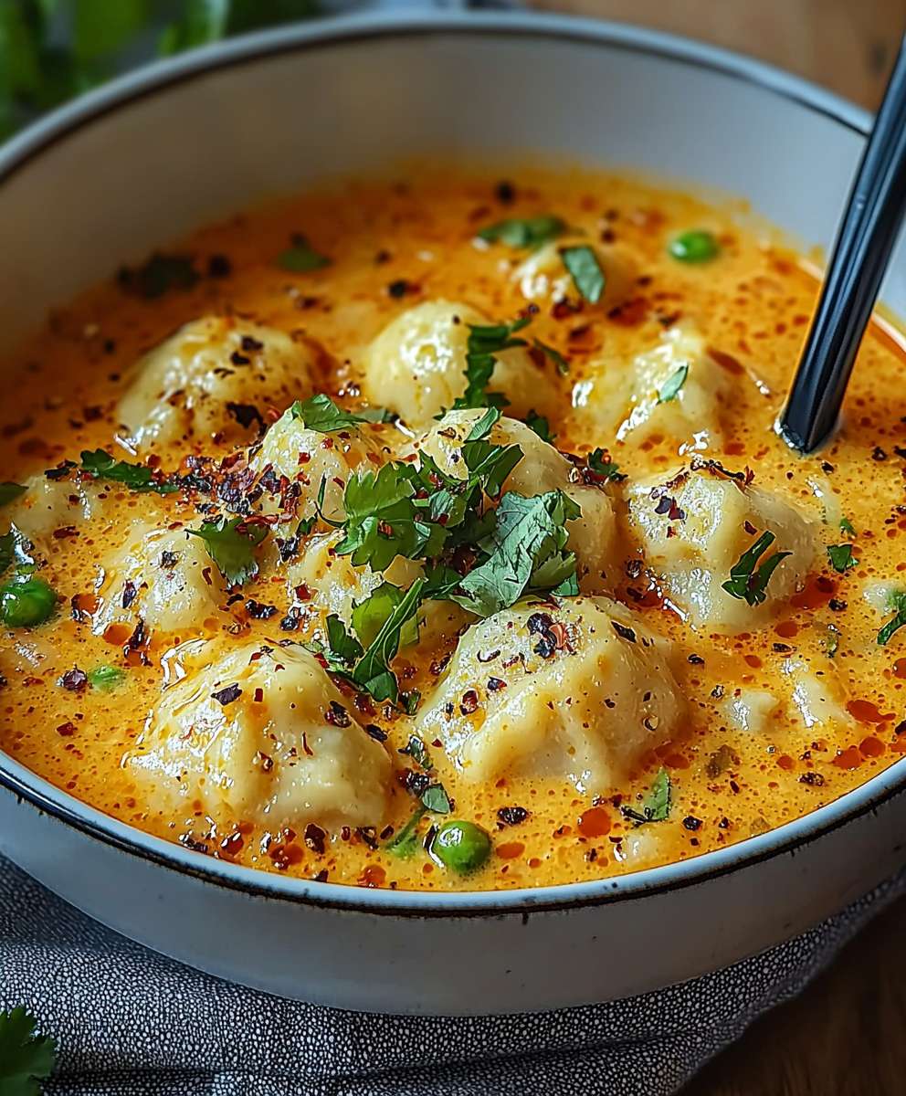 Kokos Curry Suppe Knödel