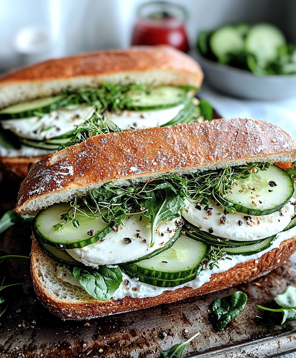 Mozzarella Gurken Sandwich Kresse
