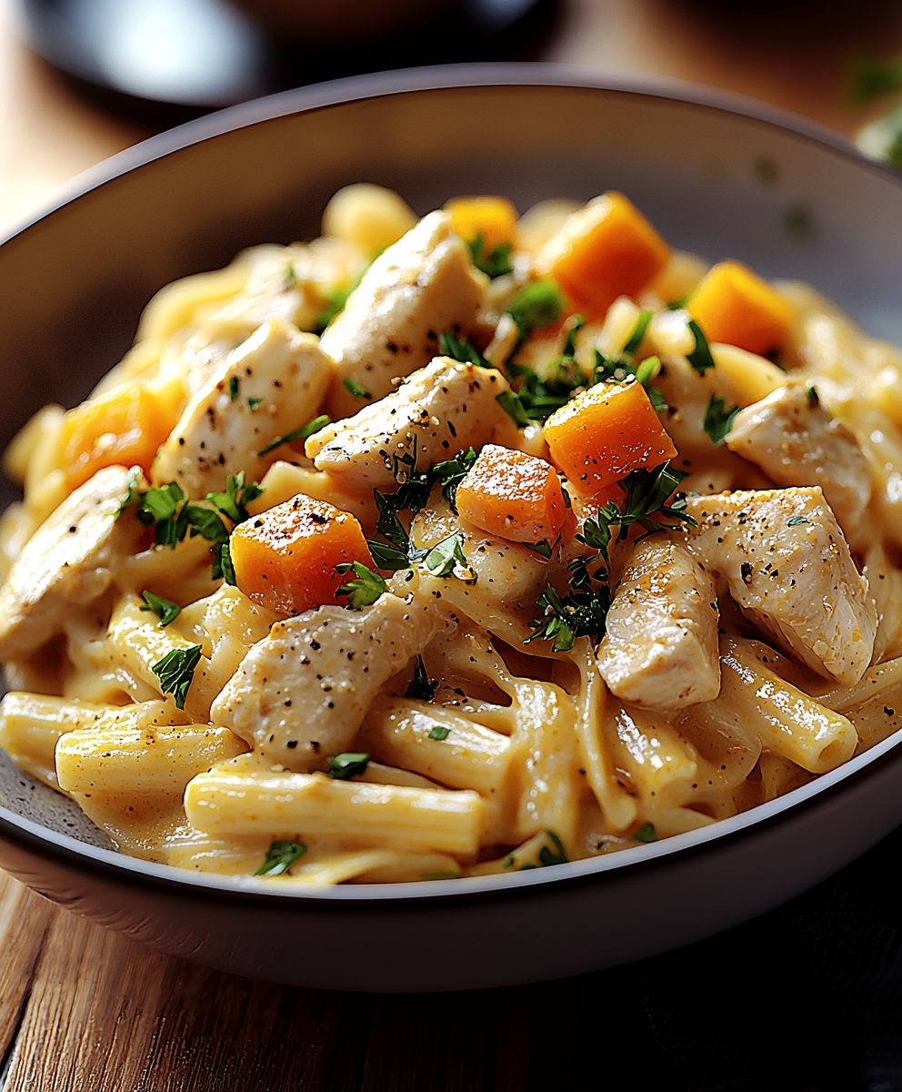 Hähnchen Kokos Sauce Nudeln