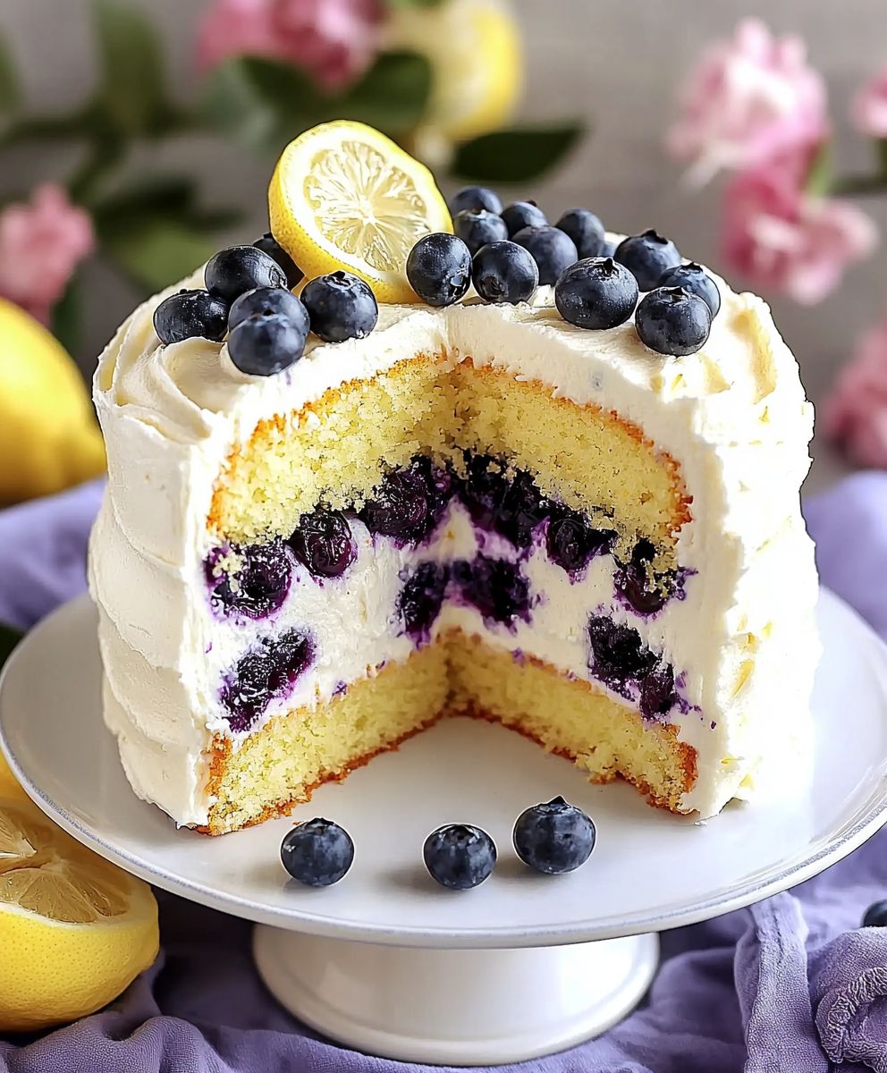 Zitronen Blaubeer Kuchen backen