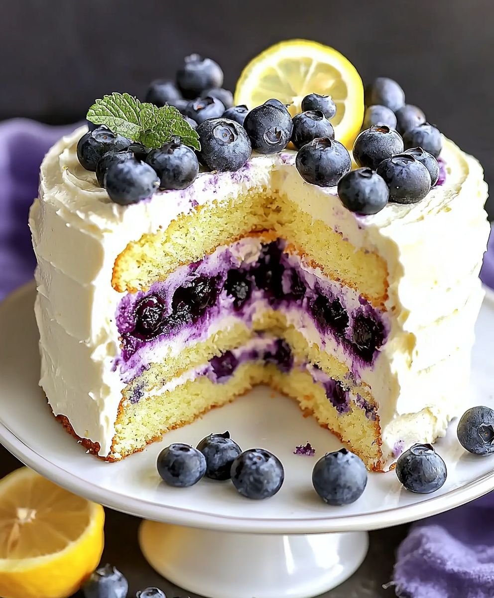 Zitronen Blaubeer Kuchen backen