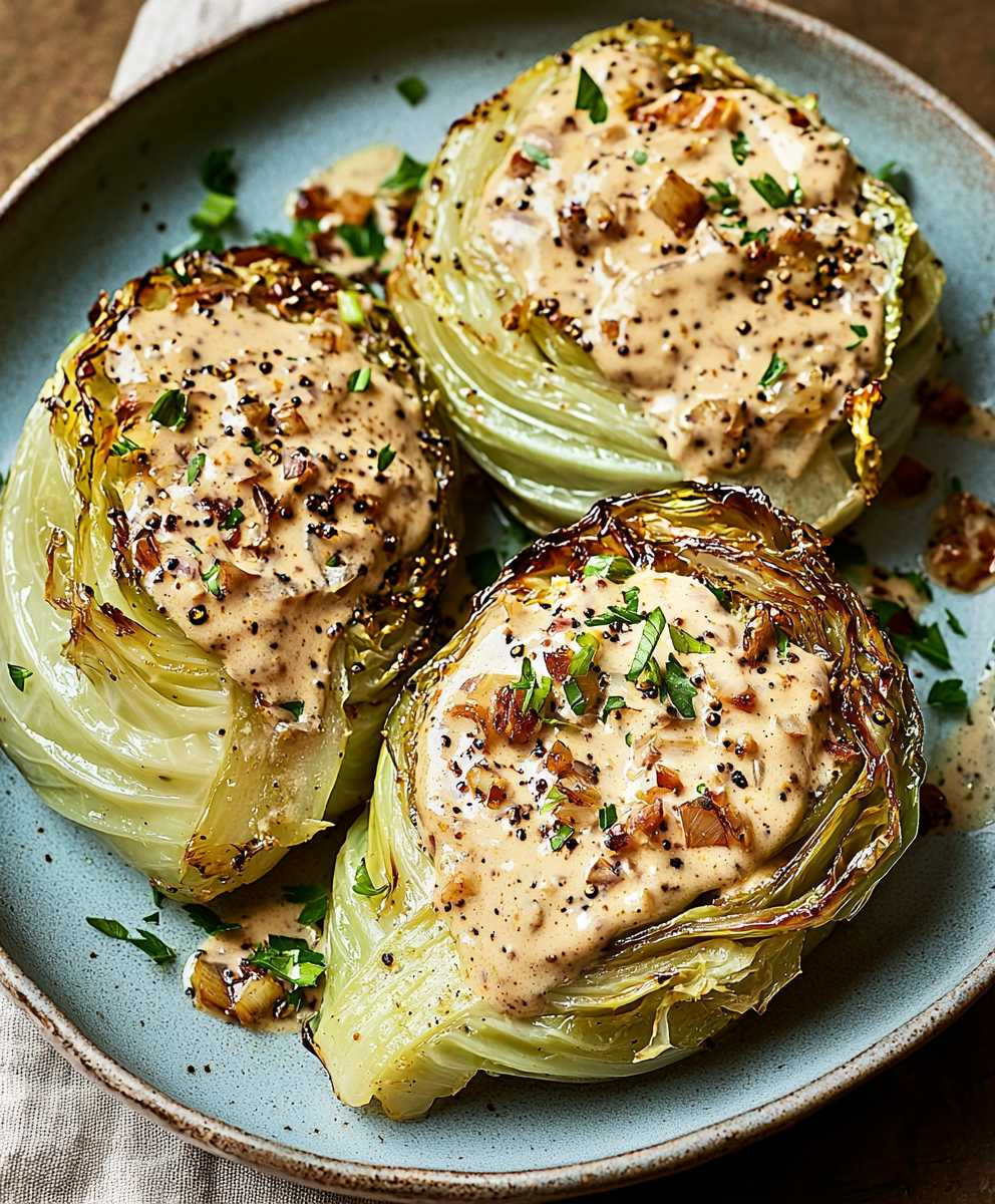 Gerösteter Kohl mit Senf-Sauce