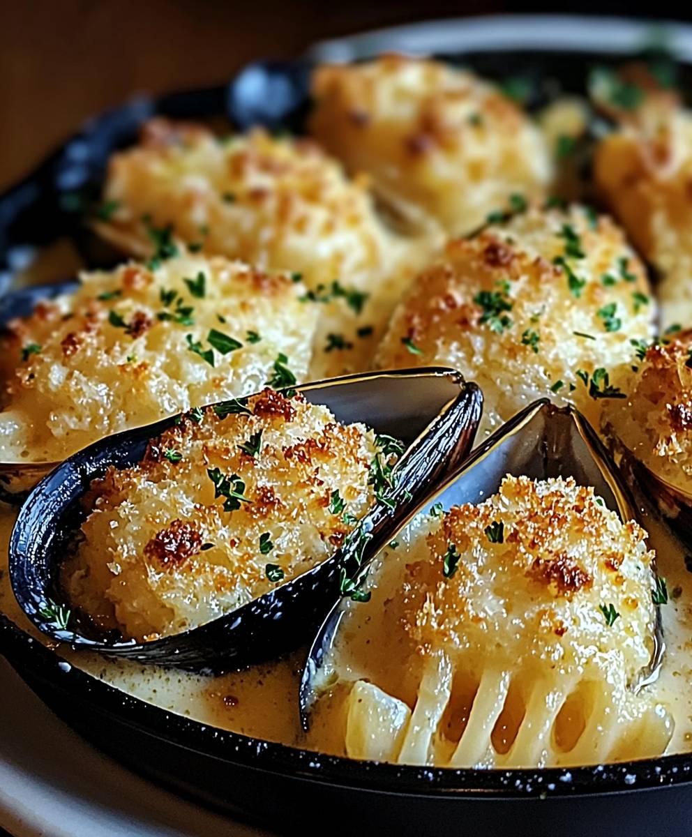 Cremige Muscheln mit Meeresfrüchten