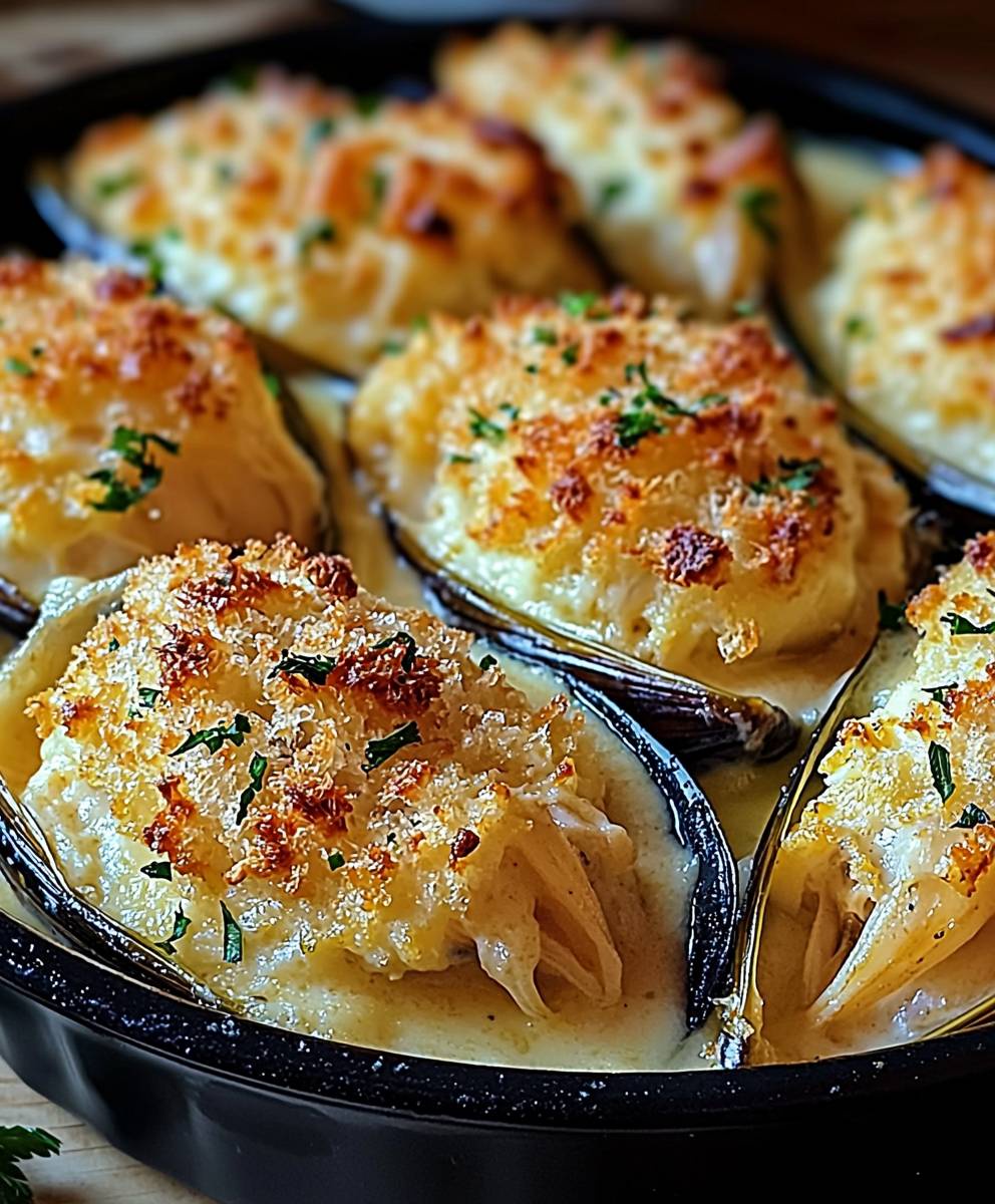 Cremige Muscheln mit Meeresfrüchten